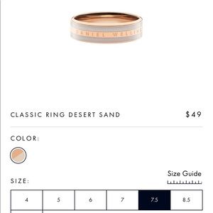 daniel wellington ring size chart